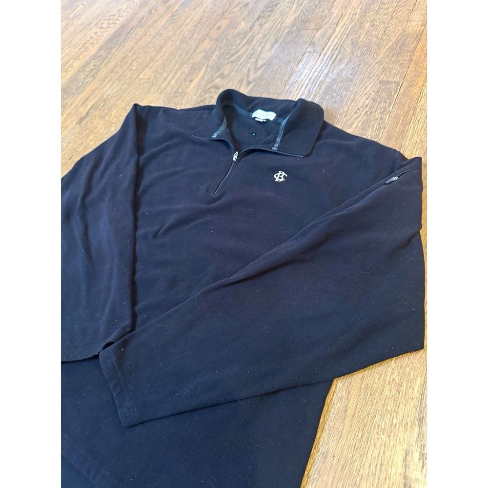 Peter Millar Mens XL Black 1/4 Zip Fleece Pullover Sweater Sleeve Pocket Golf